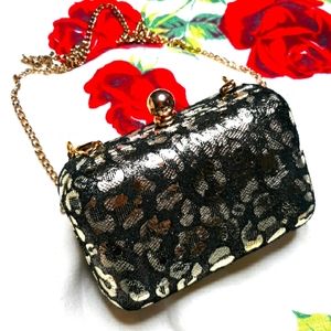 Lodis Foil Gold and Black Cheeta Evening Bag